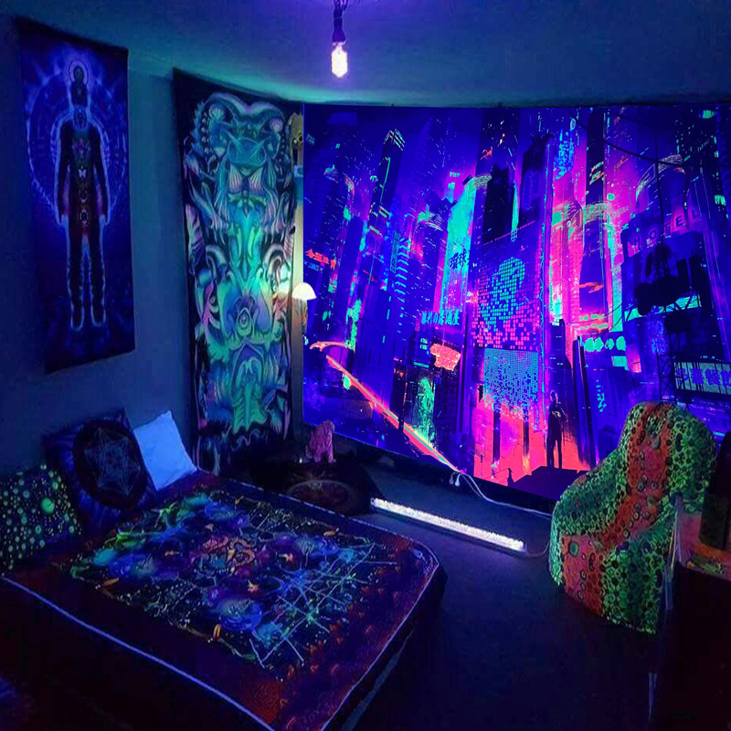 Lighting World Decor - Hiasan dinding permadani cahaya hitam gantung