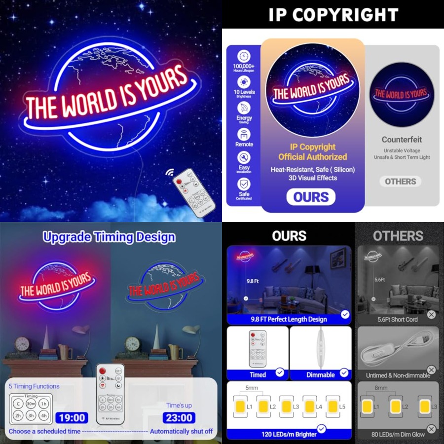 Lighting World Decor - Lampu Neon The World Is Yours,