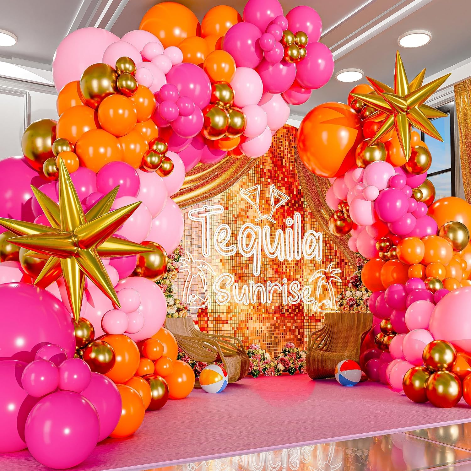 Orange Lighting Decor - 123 Buah Kit Lengkungan Balon Merah