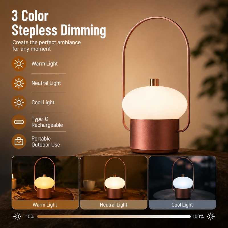 Mushroom Table Lamp - Lampu Meja Jamur Portabel Isi Ulang,