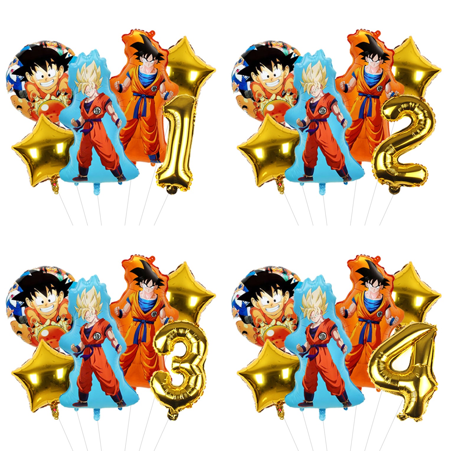 Orange Lighting Decor - Balon Angka Bergaya Dragon Ball Super
