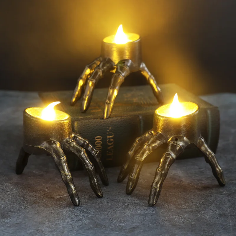 Orange Lighting Decor - Halloween lampu lilin LED tengkorak lengan,