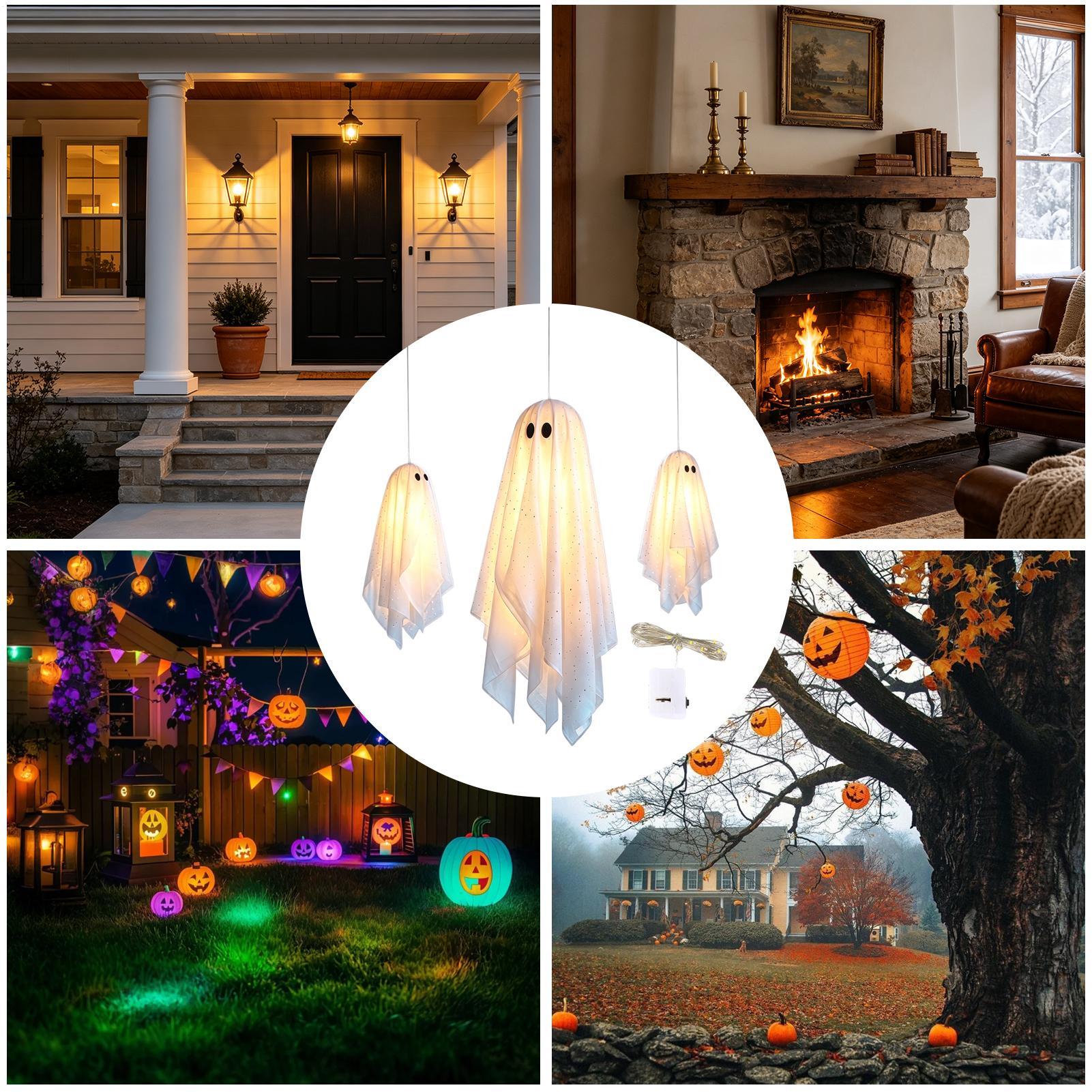 Hantu Halloween Berlampu 3 Bua - Lighting Decor Photos ulasan dan harga