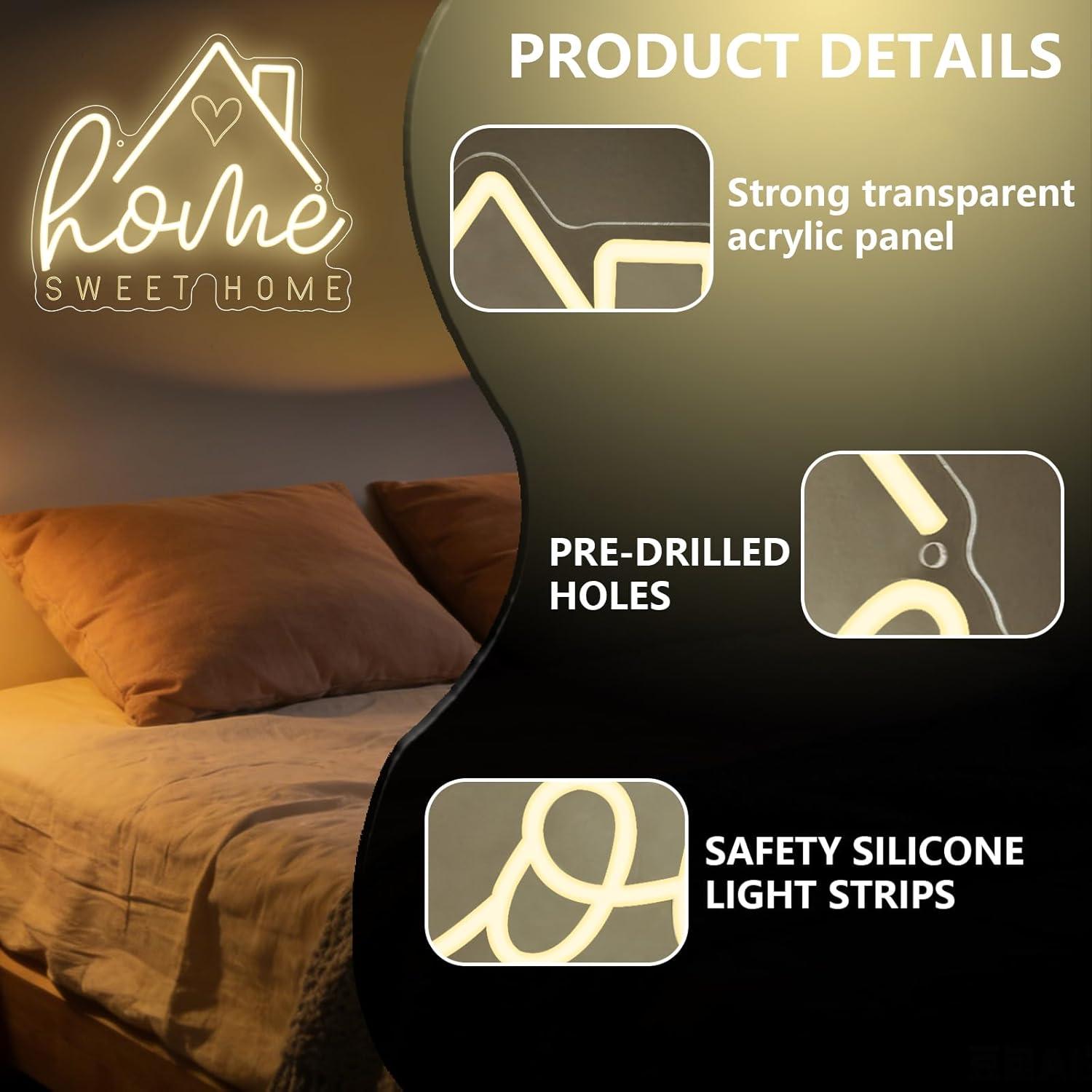 Lampu LED Neon Sweet Home USB  - Room Lighting Bedroom Decor ulasan dan harga