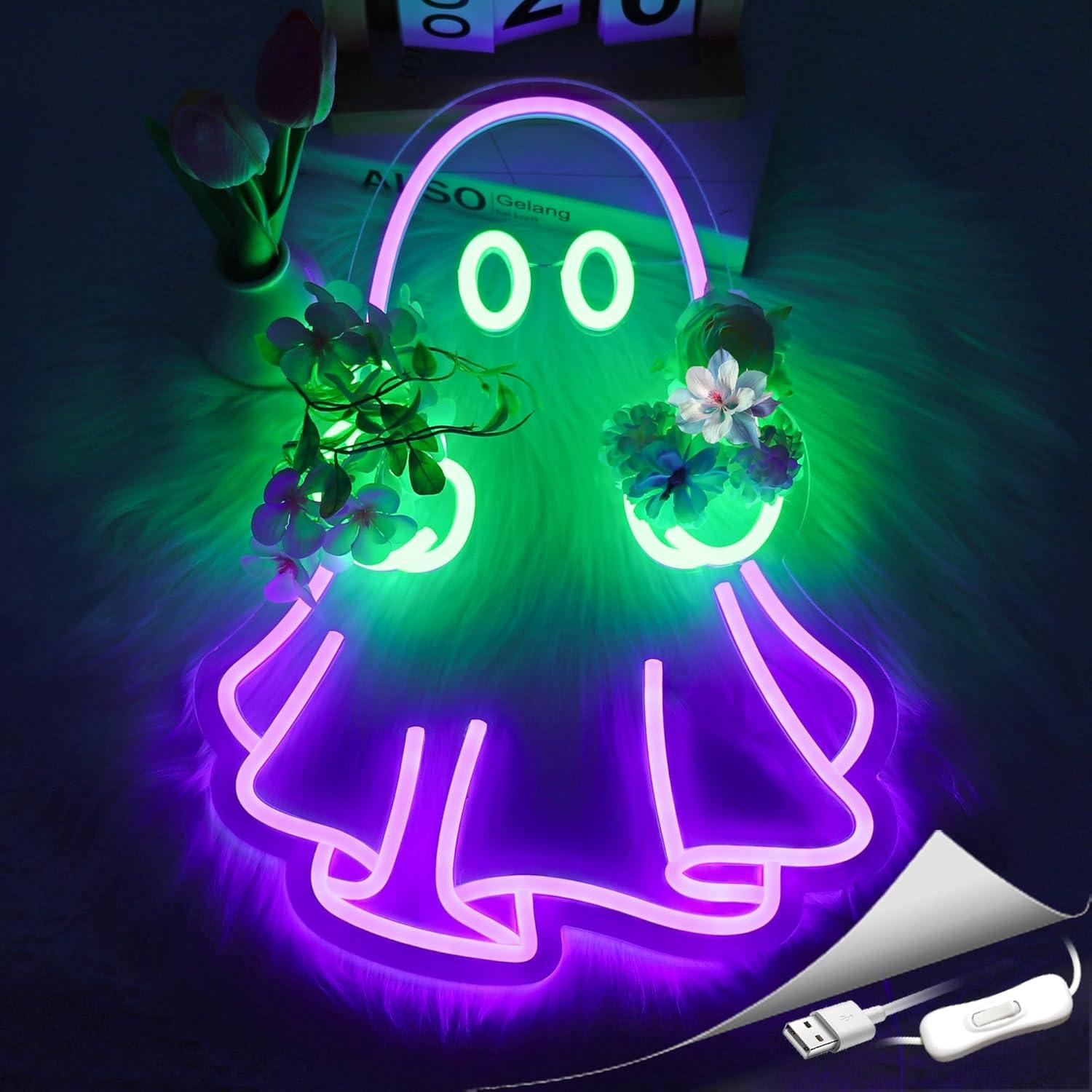 Lampu Neon LED USB Ghost Sign, - Room Lighting Bedroom Decor ulasan dan harga