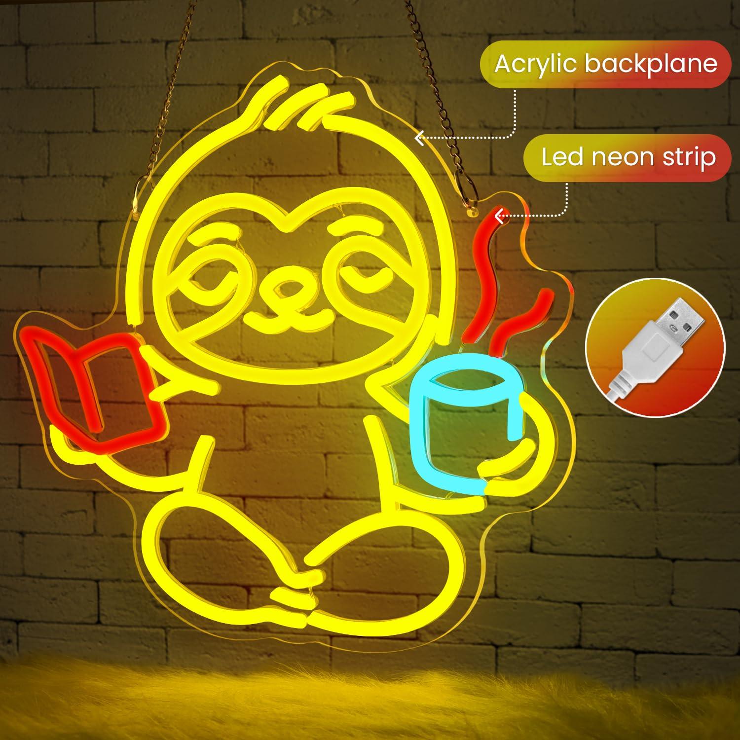Lampu LED USB Neon Sign Sloth  - Room Lighting Bedroom Decor ulasan dan harga