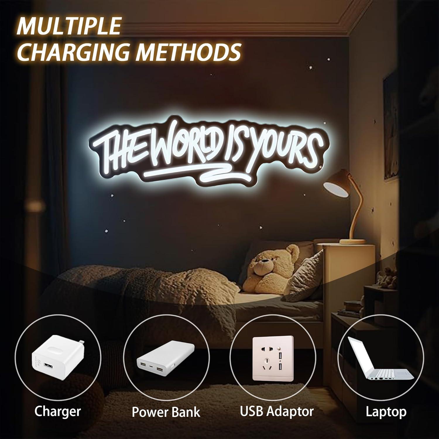 Lampu LED Neon Sign The World  - Lighting World Decor ulasan dan harga