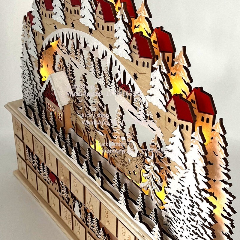 Kalender Natal Kayu dengan Lam - Lighting Decor Woodbridge ulasan dan harga
