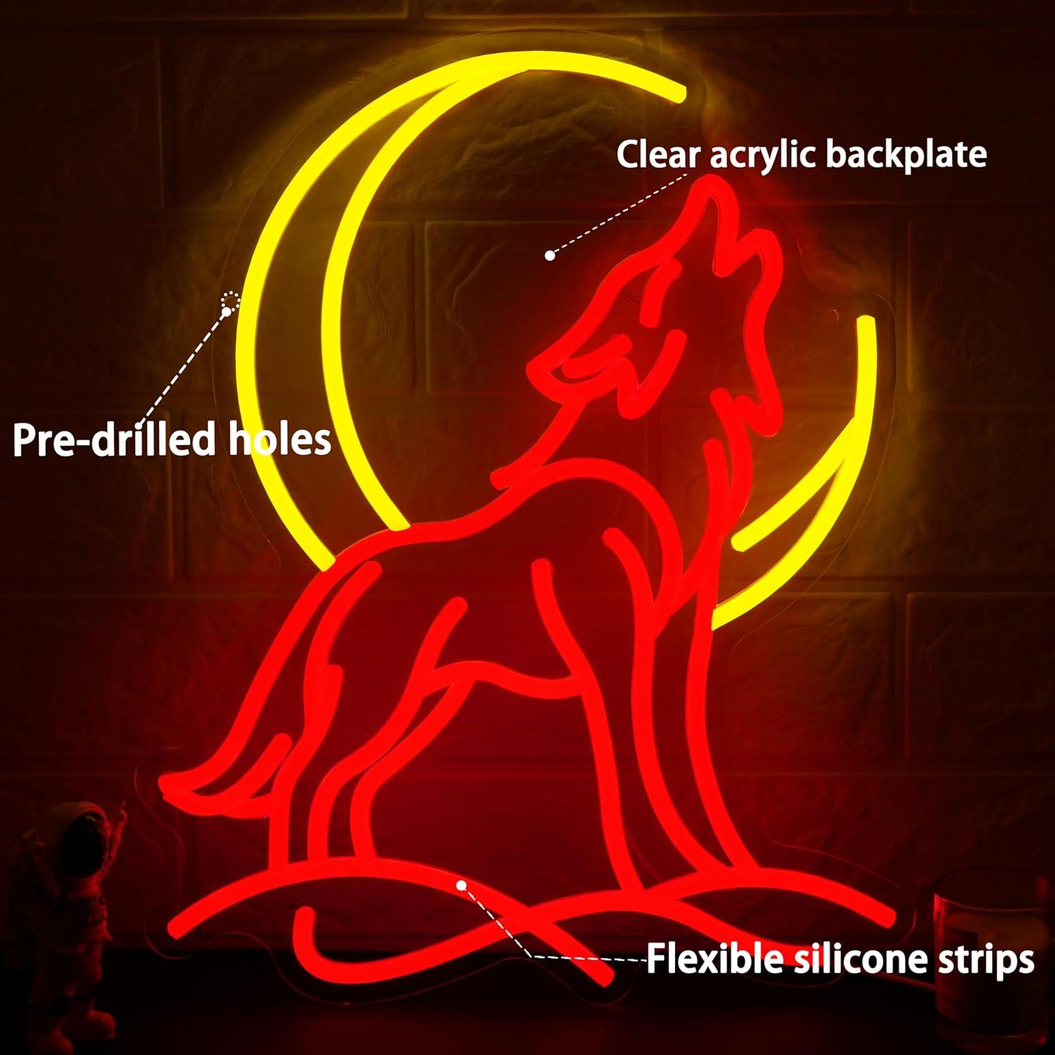 Lampu Neon Serigala Berjeritan - Room Lighting Bedroom Decor ulasan dan harga